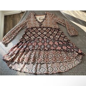 Anthropologie Long Sleeve Boho Dress Size S